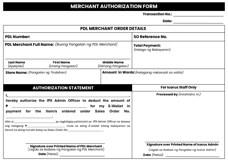 Merchant Authorization Form